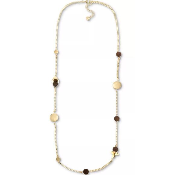 Alfani Women Collar Gold-Tone Stone Disc Strand Necklace, 42" + 2" extender NWT - Picture 1 of 10